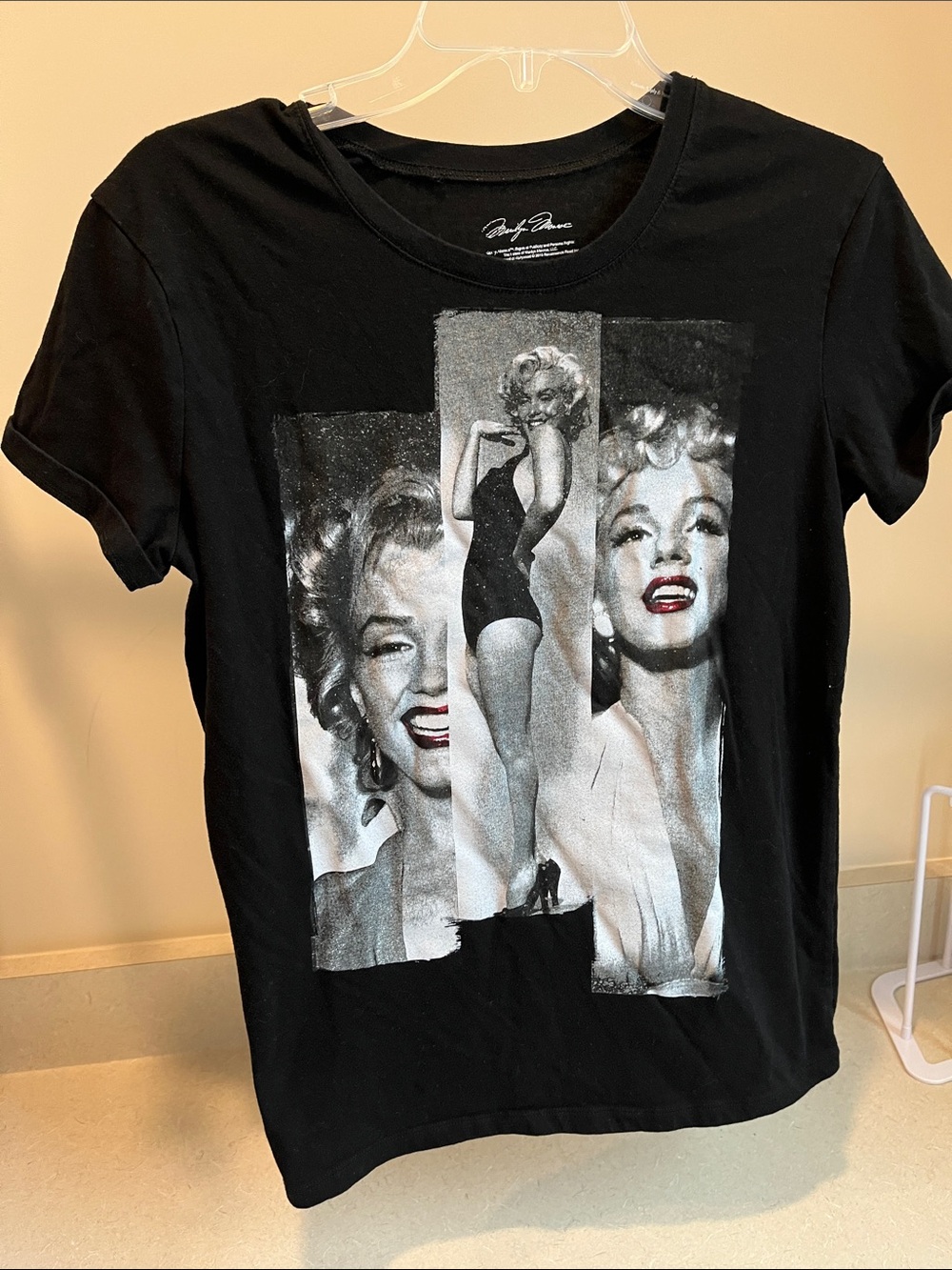 Marilyn Monroe Black Graphic Tee with Monochrome Photo Panels